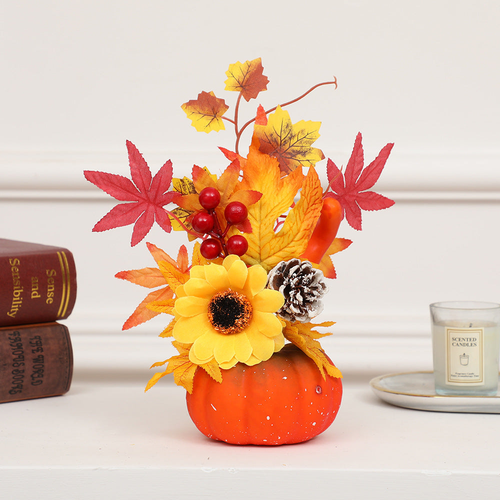 Halloween Autumn Decoration Sunflower Simulation Pumpkin Desktop Decoration