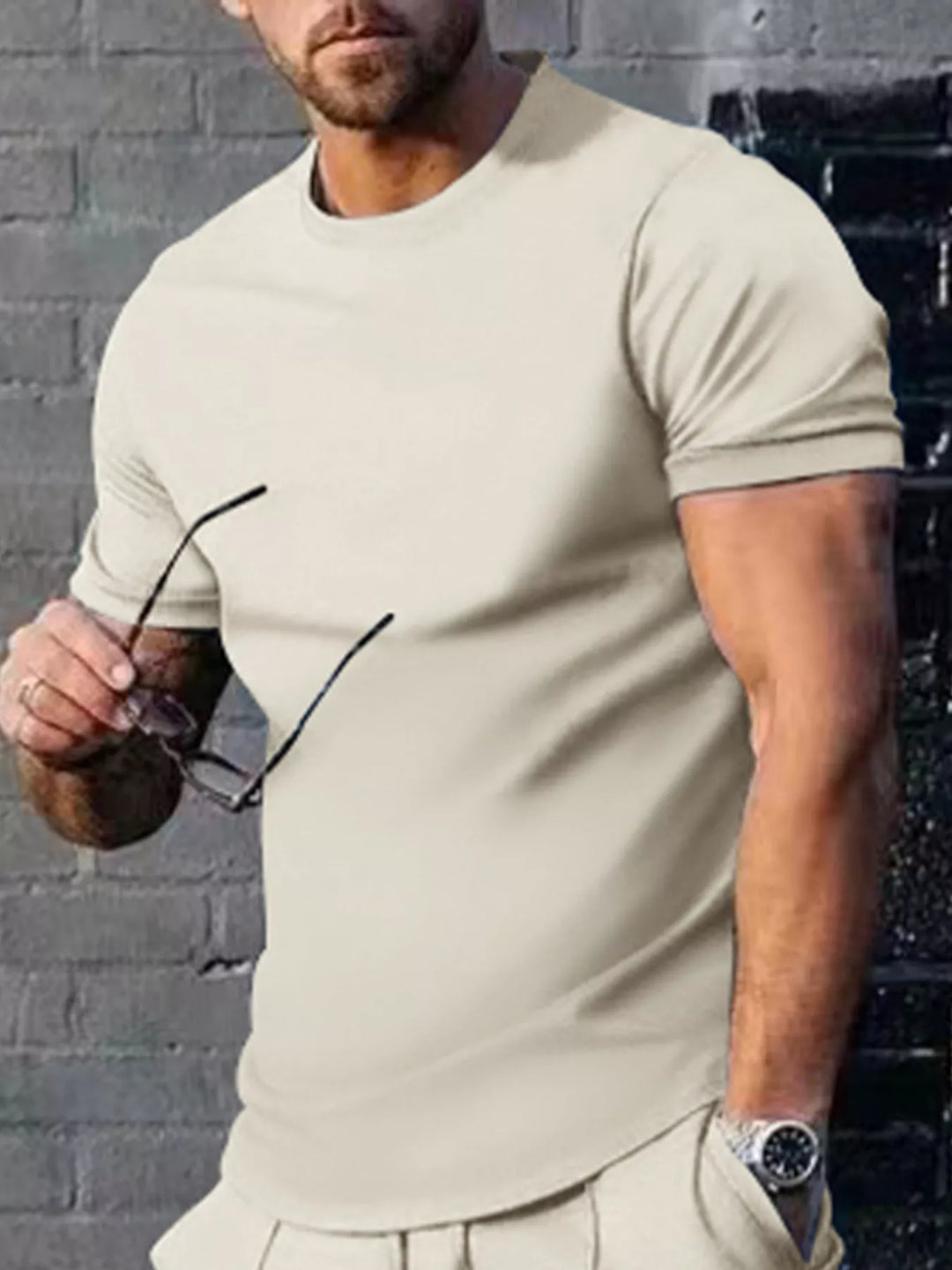 Men's Plus Size Solid Color Casual T-Shirt