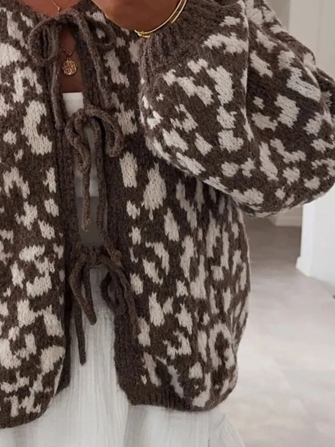 Leopard Tie Front Cardigan