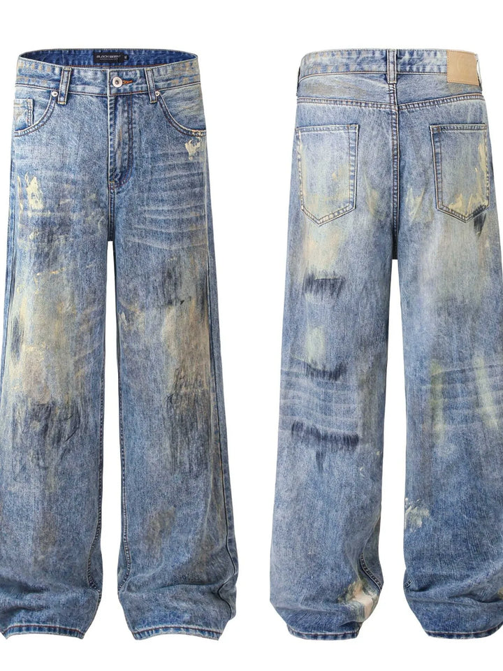 Men's Washed Wide-Leg Baggy Jeans