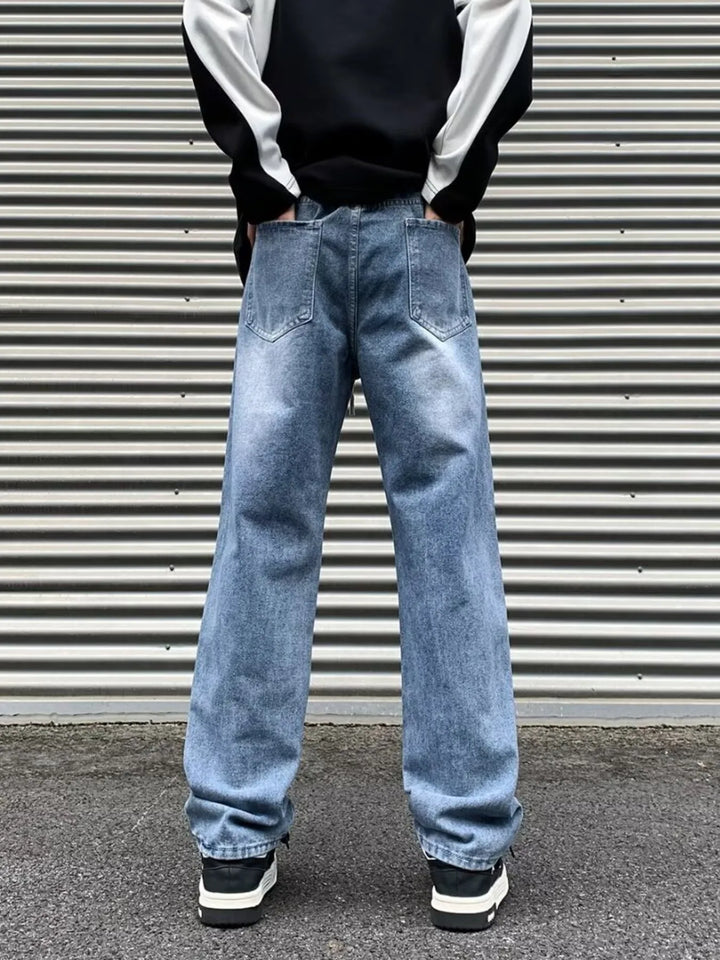 Men's Plus Size Wash Straight Leg Jeans
