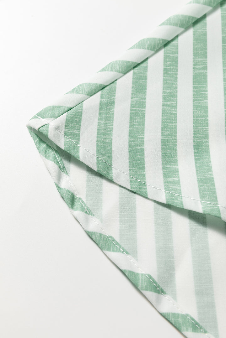 Green Stripe Half Zip Long Sleeve Swing Top