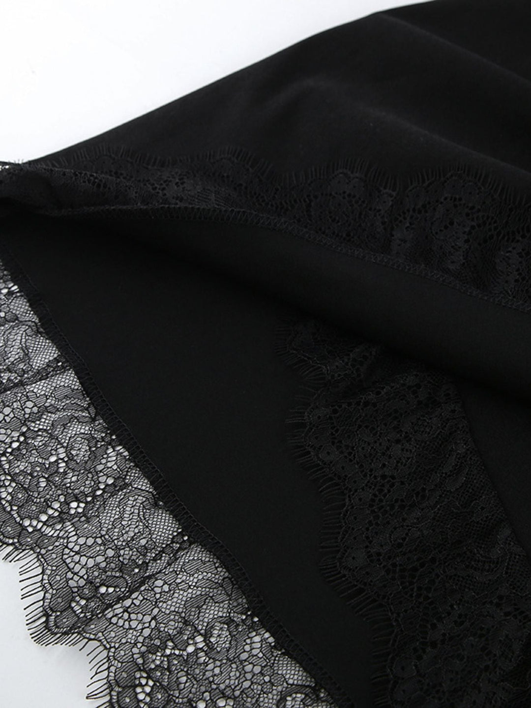 Lace Detail Button Front Long Sleeve Dress