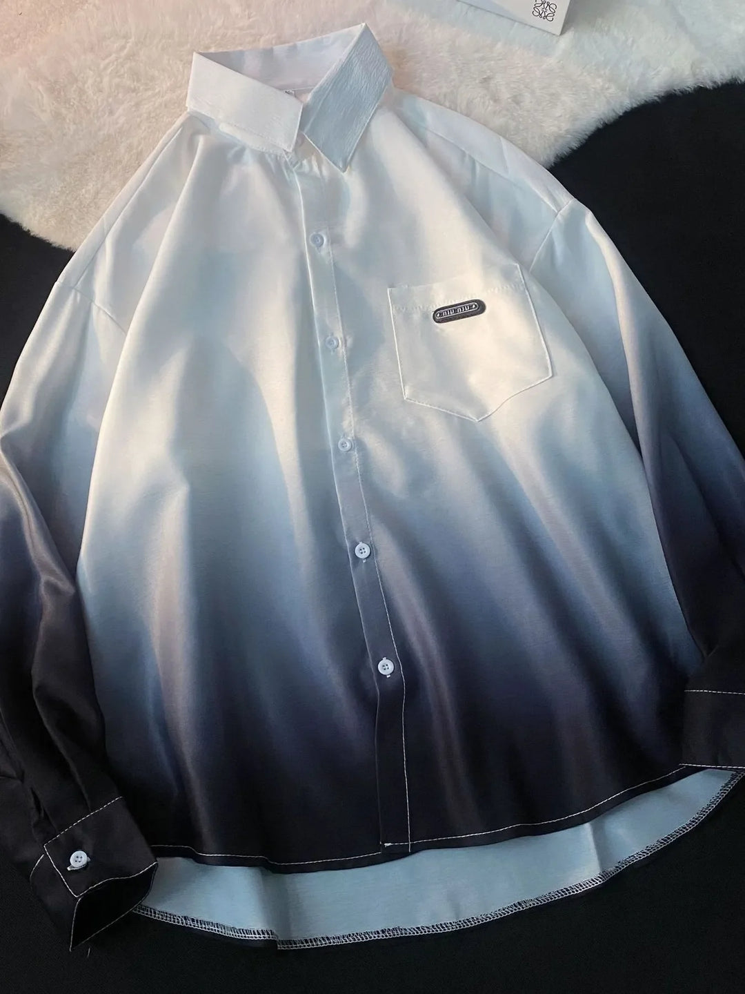 Men's Plus Size Gradient Long Sleeve Button-Up Shirt
