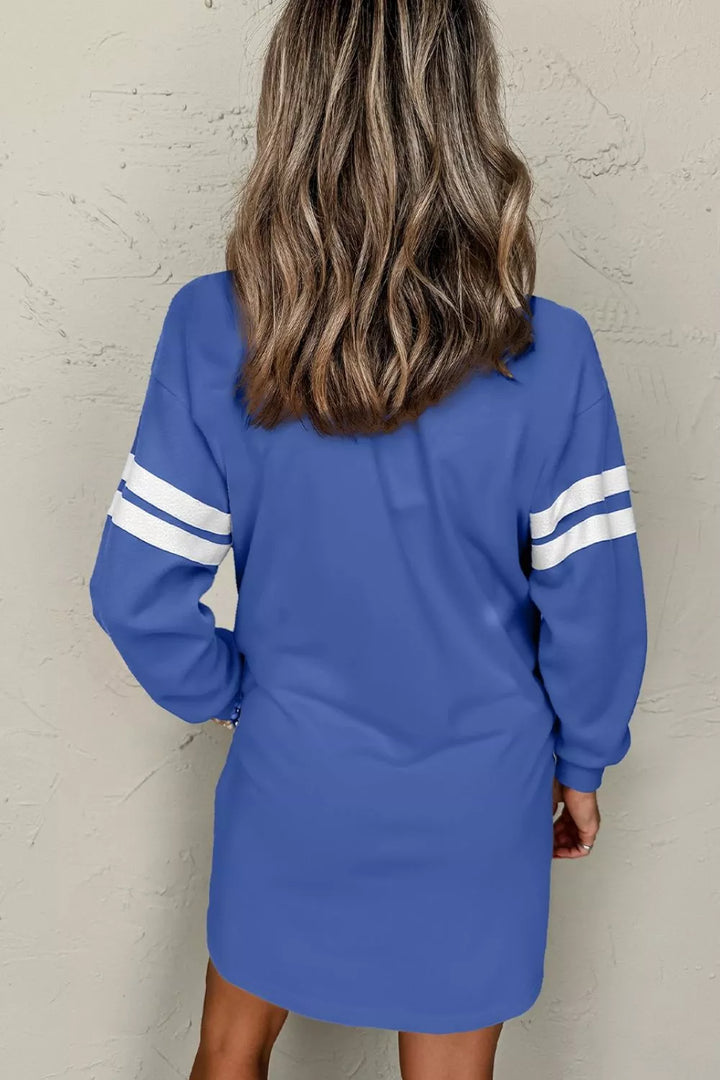 Stripe Long Sleeve Casual Sweatshirt Dress
