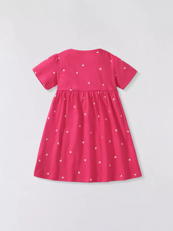 Children's Unicorn Polka Dot Round Neck Dress