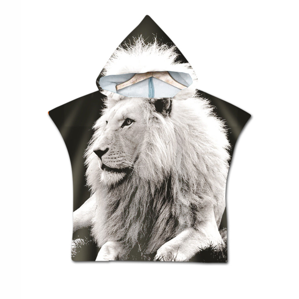 Embroidery 2-Day Delivery Embroidery Animal Digital Print Beach Towel Kids Children Hooded Bath Towel Microfiber