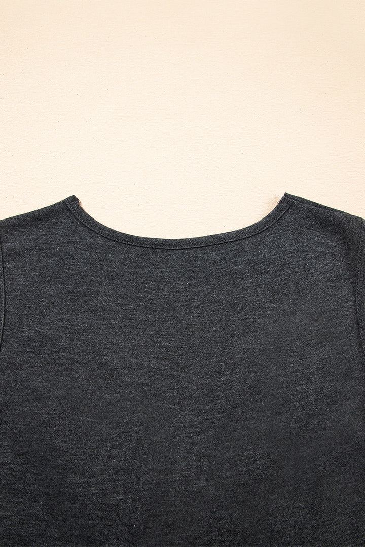 Carbon Grey Twisted Bust V Neck Sleeveless Dress