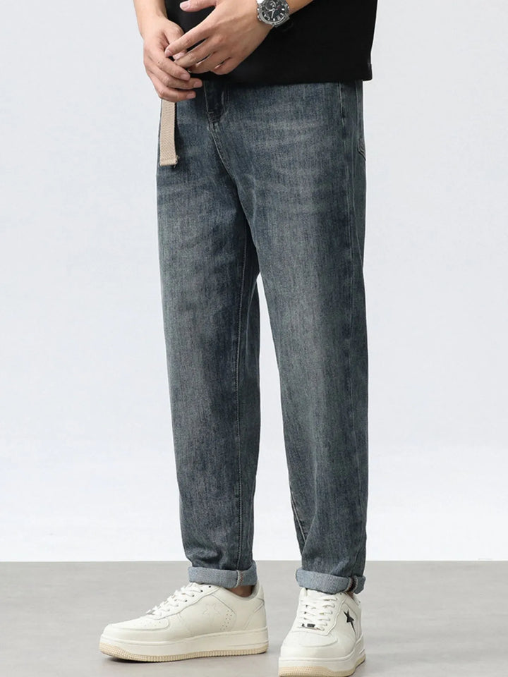 Men's Washed Relaxed Fit Wide Leg Jeans