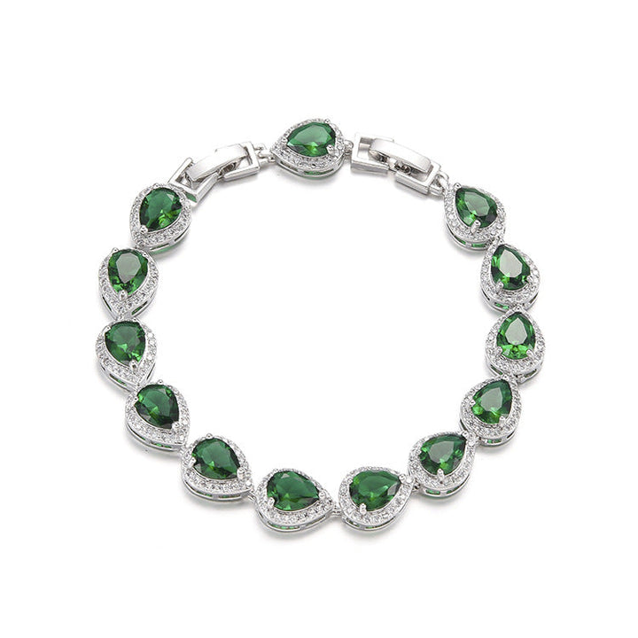 Water Drop Long Necklace Earring Ring Bracelet Ornament Suit