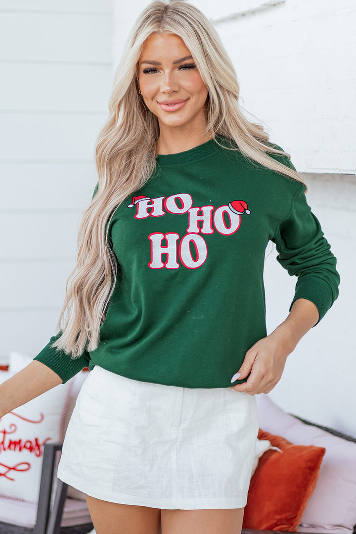 Evergreen Embroidered Letter Graphic Christmas Fashion Sweatshirt