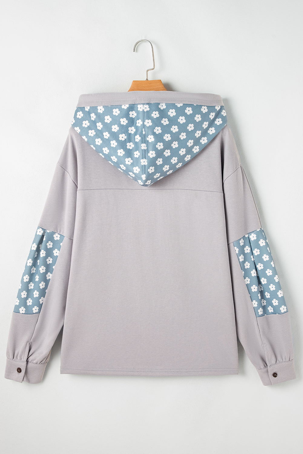 Sweat à capuche à cordon de serrage et motif patchwork floral bleu Beau