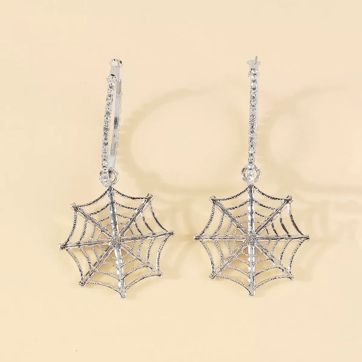 Spider Web Dangle Hoop Earrings