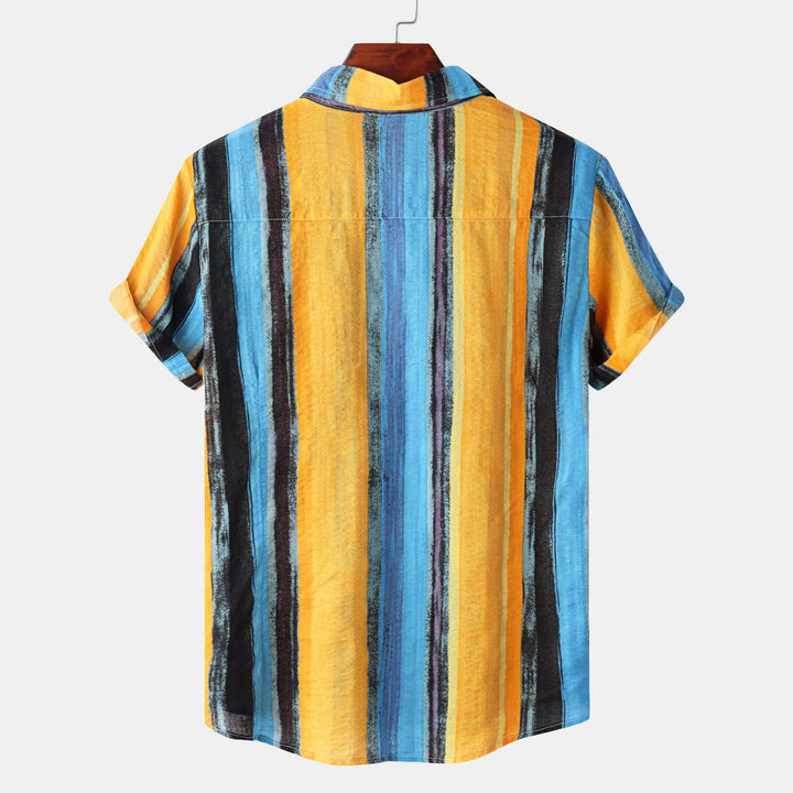 Men's Plus Size Button Down Striped Collared Neck Shirt
