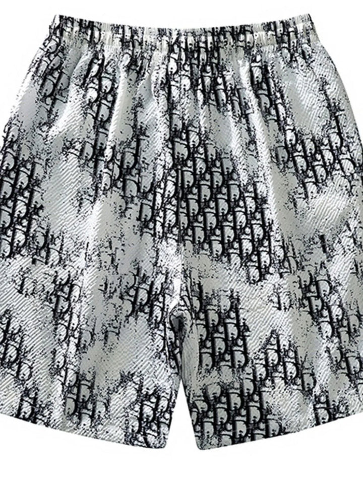 Men's Plus Size Abstract Print Drawstring Shorts