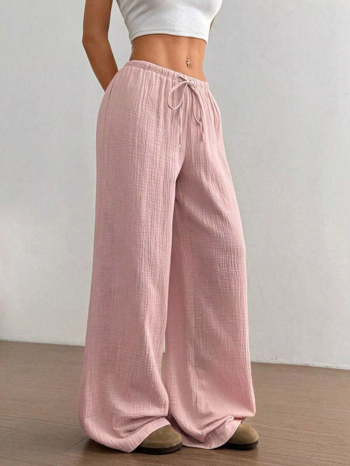 Full Size Drawstring Wide Leg Pants Plus Size