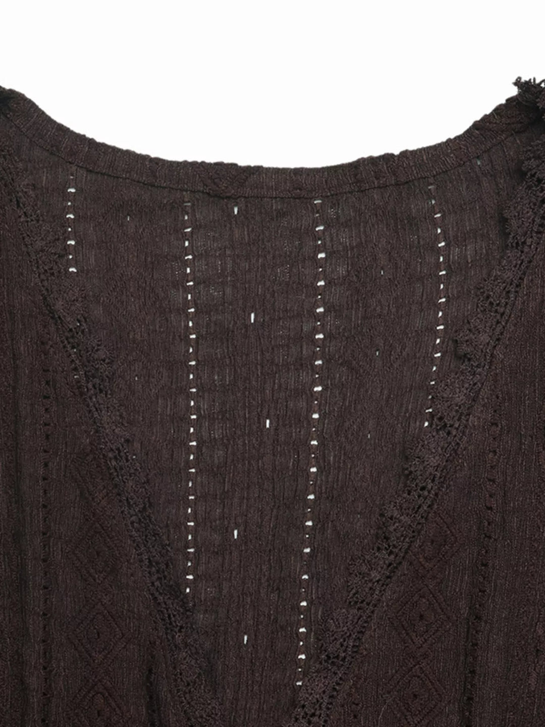 Lace Detail Ruffle Sleeve V-Neck Blouse