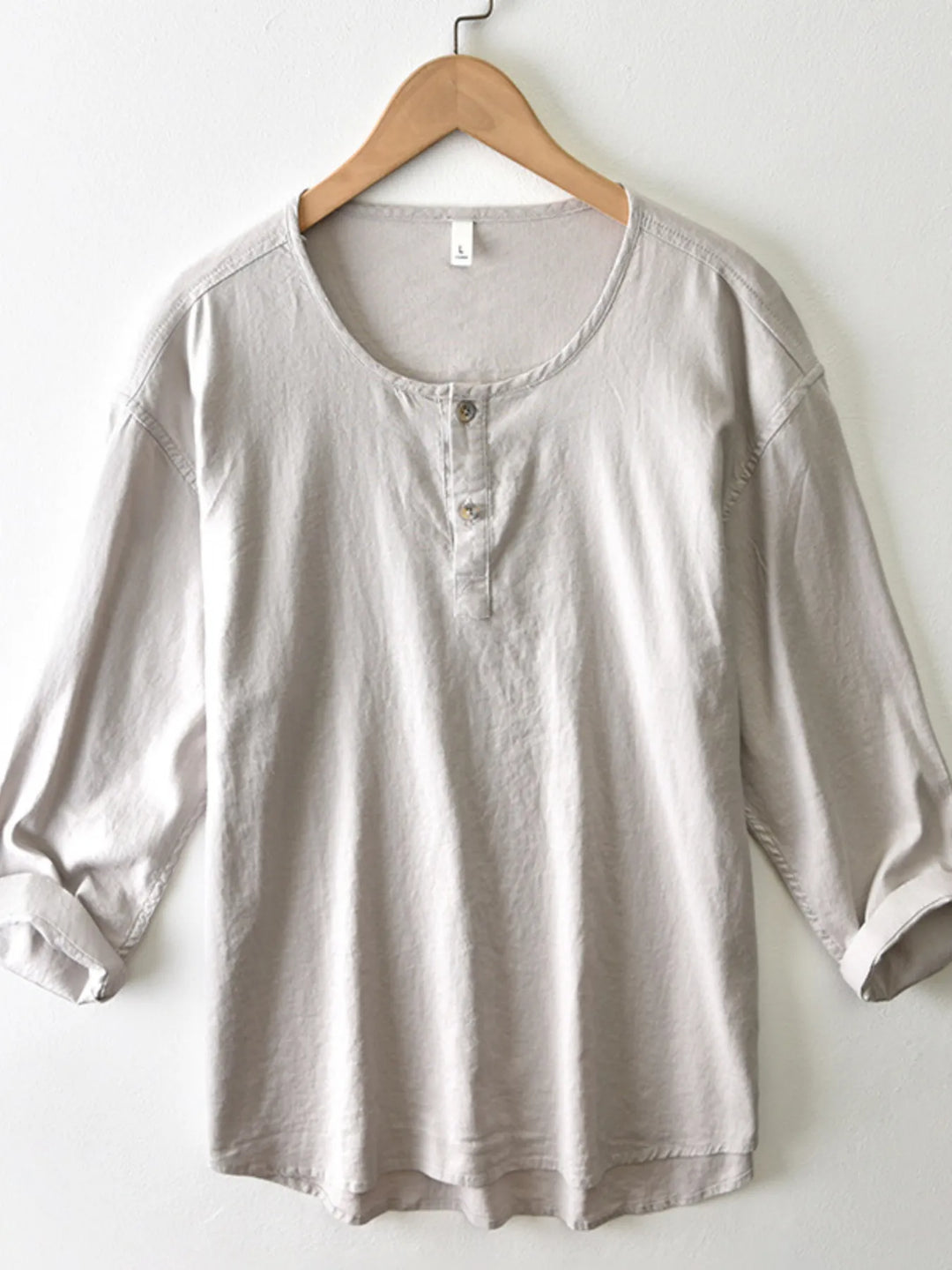 Men's Plus Size Button Detail Long Sleeve Top