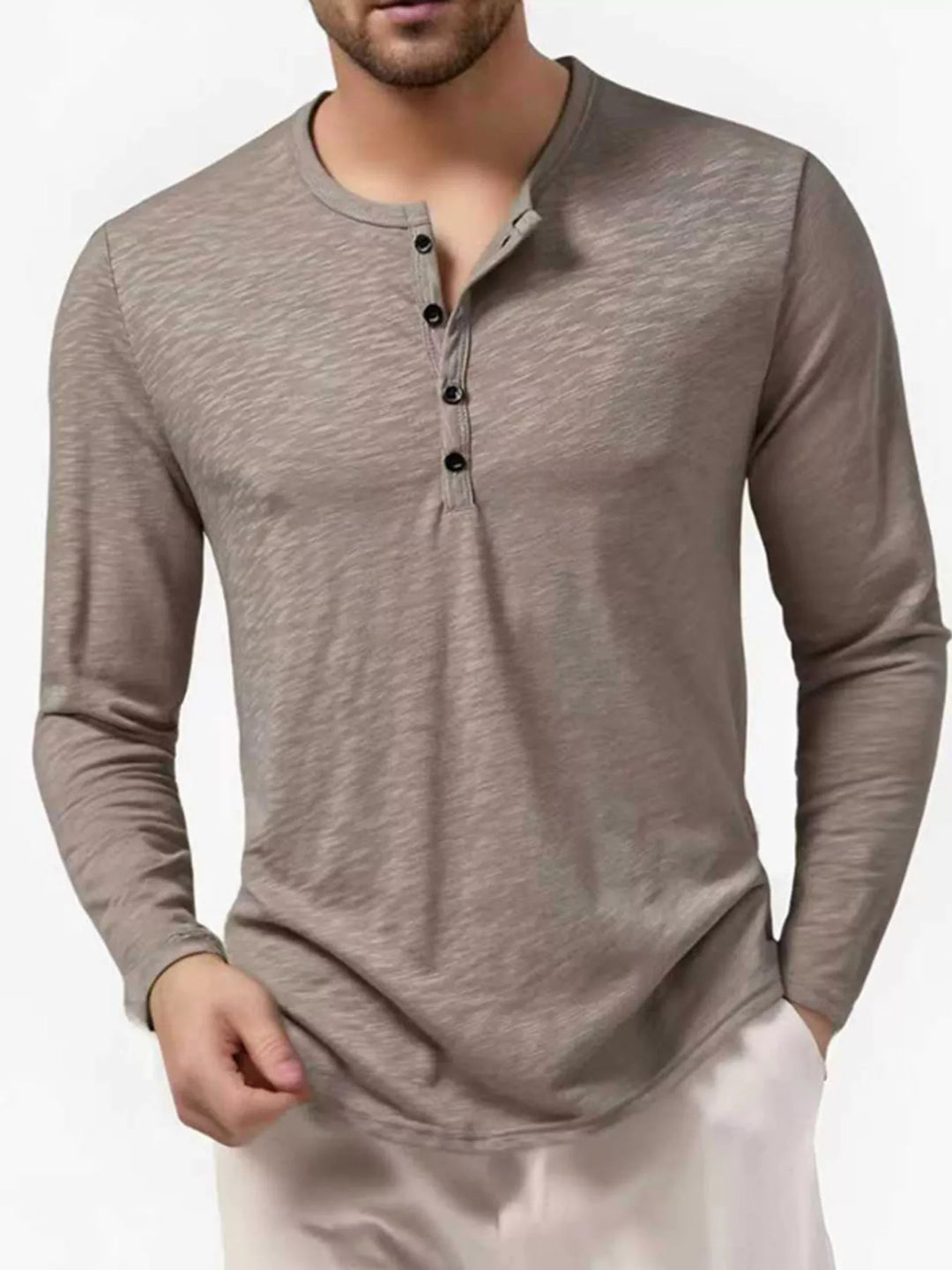 Men's Long Sleeve Henley T-Shirt