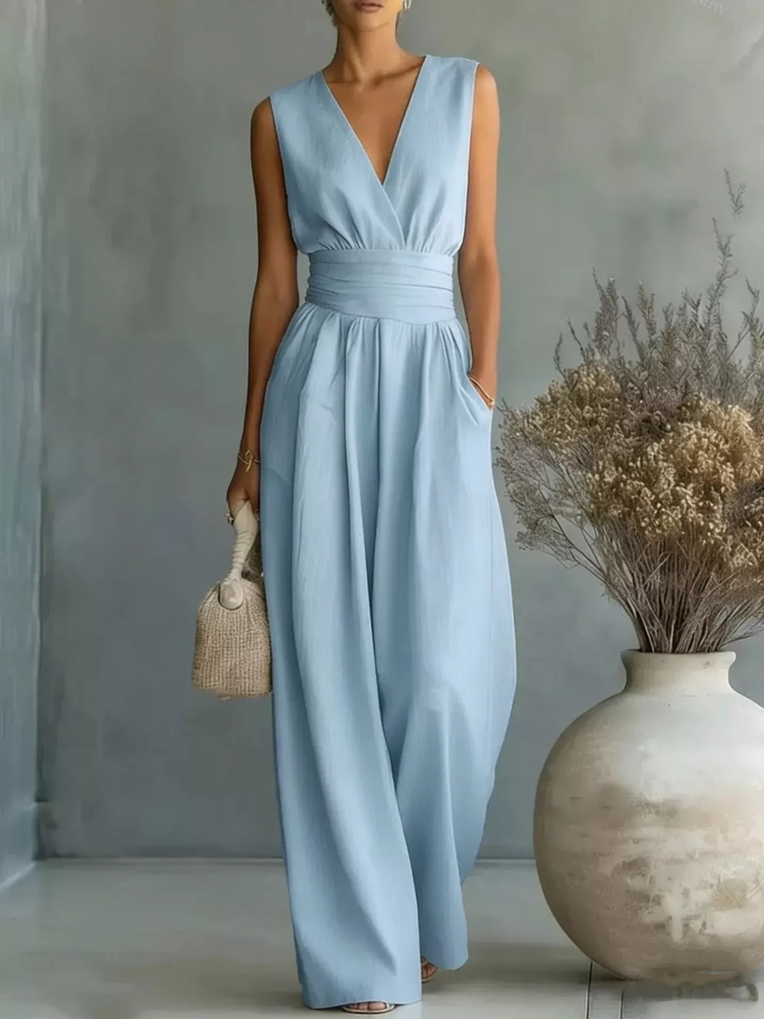 Full Size Sleeveless Wide-Leg Jumpsuit Plus Size