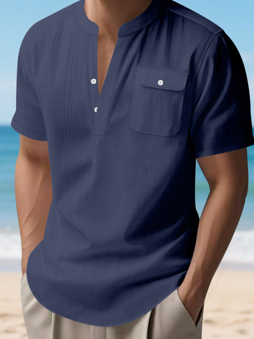 Men's Full Size Button Detail Short Sleeve Shirt Plus Size