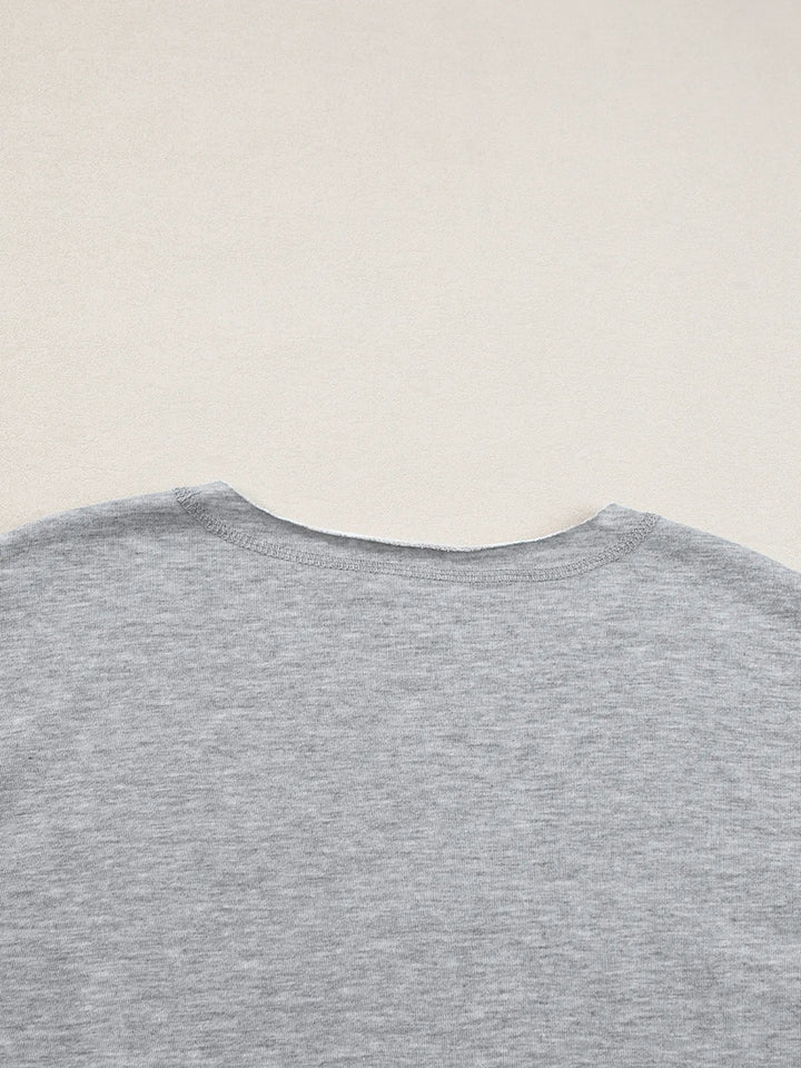 USA Lettering Patch Notched Neck T-Shirt