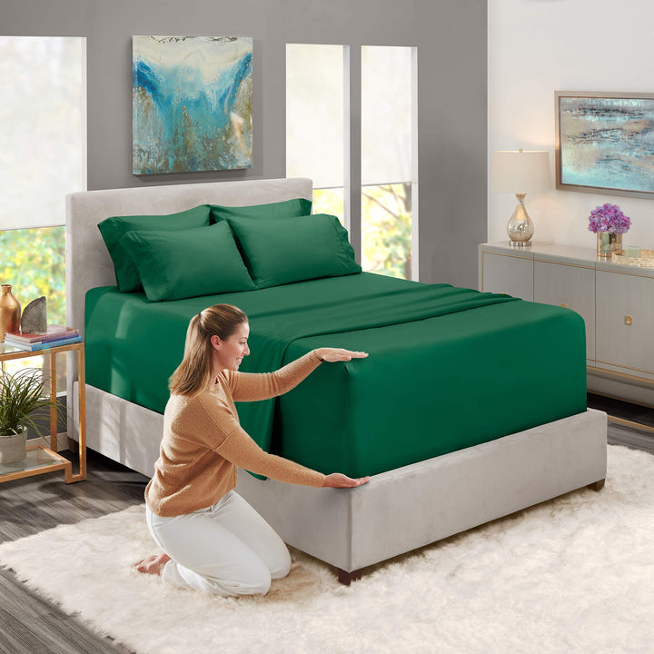 King Size Deep Pocket Sheet Set 6 Piece - Extra Deep Fitted Sheets 18-24 Inch Microfiber Linen