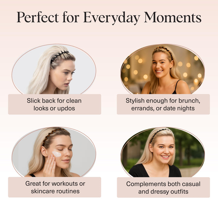 Women Accessories - Comfortable Comb Headbands with Teeth - Recycled Plastic Hair Accessories - 2 Pack