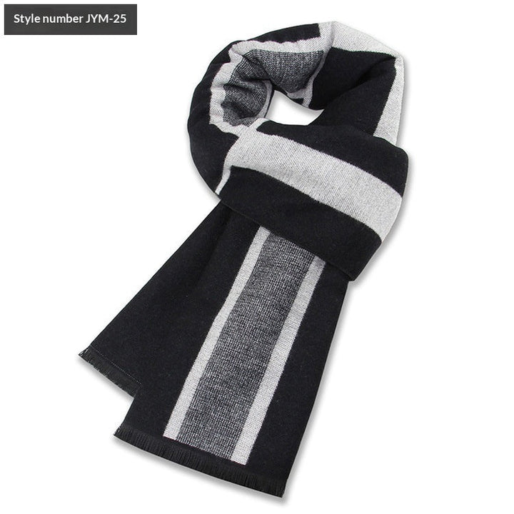 Mens Wool-Blend Plaid Scarf Winter Warmth & Extra Thickness