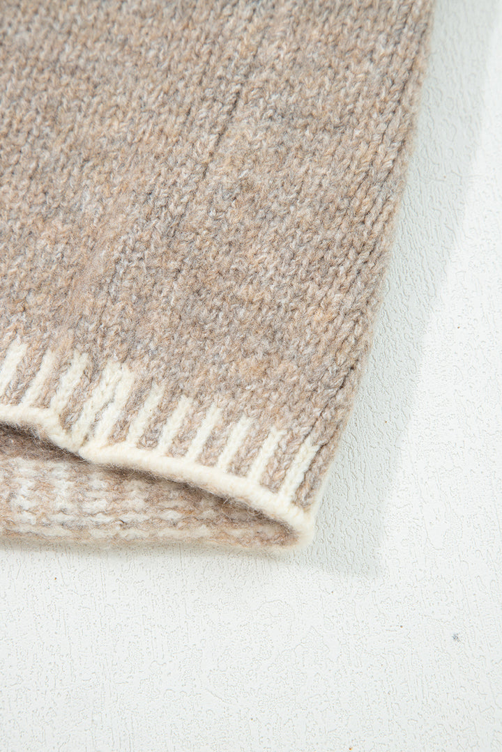 Pale Khaki Tied Front Drop Shoulder Chunky Casual Cardigan