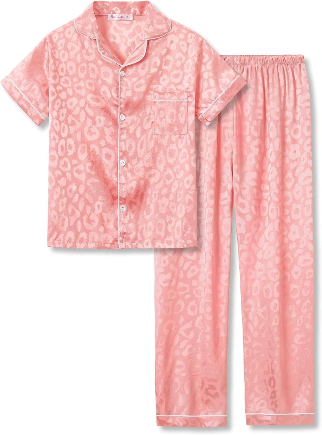 Girls Satin Pajama Set - Silky Button Down PJ with Shorts Size 6-16