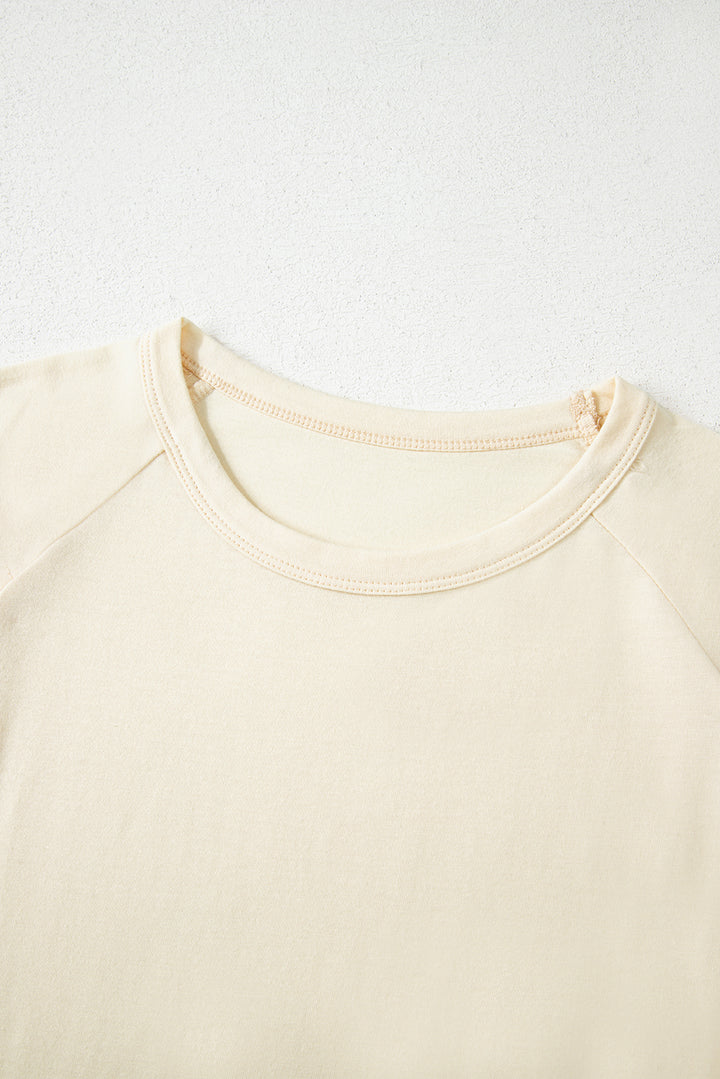 White Color Block Stitched Sleeve Loose T Shirt