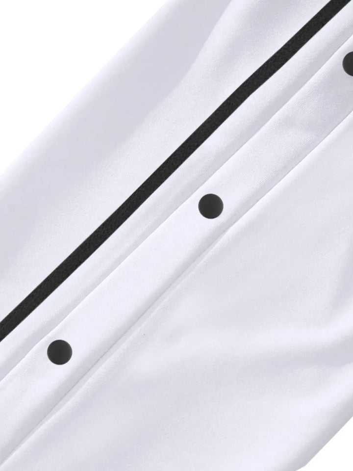 Men's Full Size Snap-Button Pants with Side Stripe Detail Plus Size