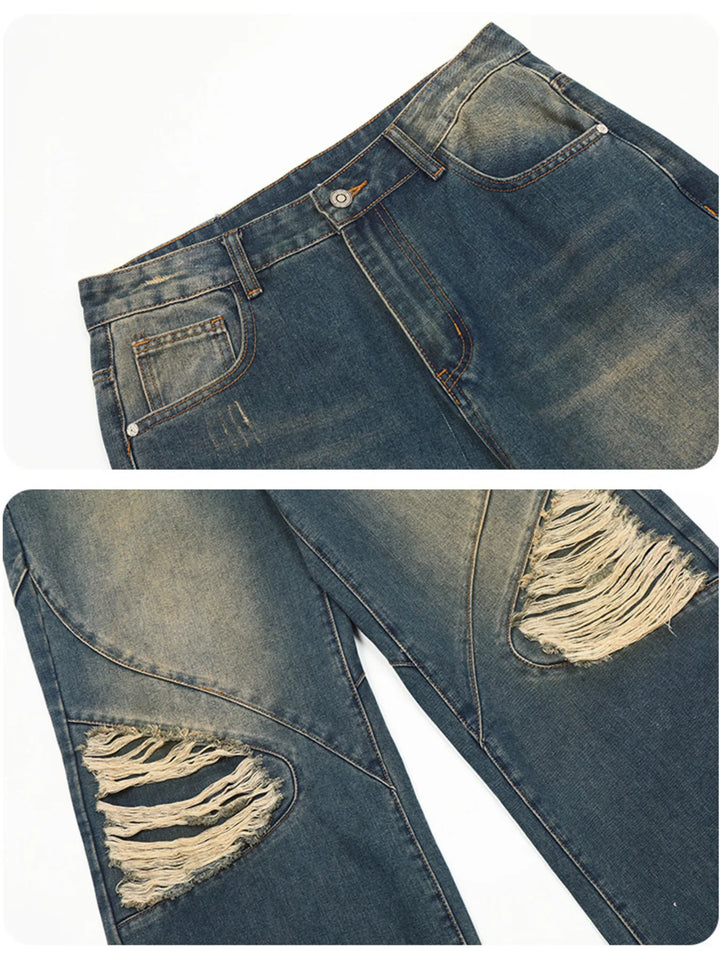 Men's Distressed Wide Leg Jeans