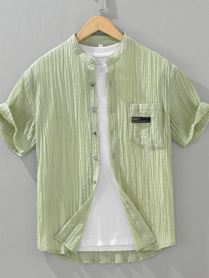 Men's Plus Size Casual Textured Button Up Shirt