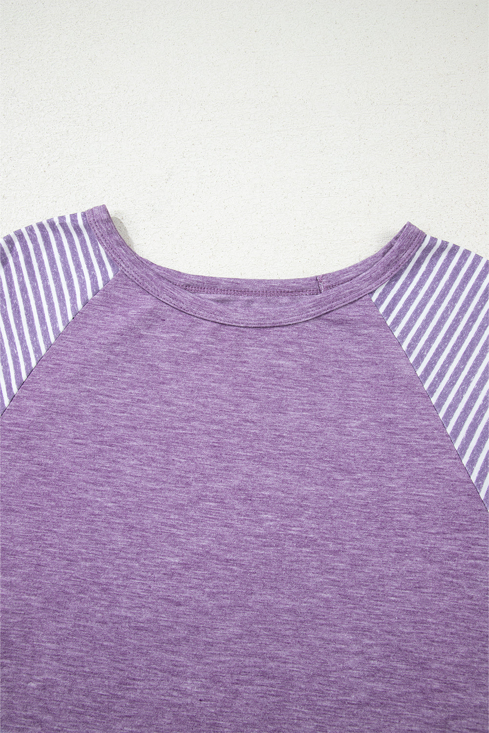 Tillandsia Purple Contrast Print Striped Raglan Long Sleeve Loose Top