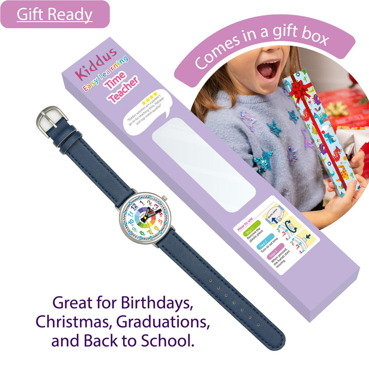 Kids Time Teacher Watch - Educational Analog Watch with Japanese Quartz Movement Ages 5-12