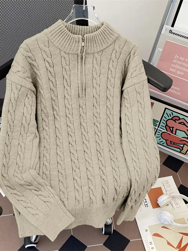 Men's Cozy Cable Knit Half-Zip Pullover
