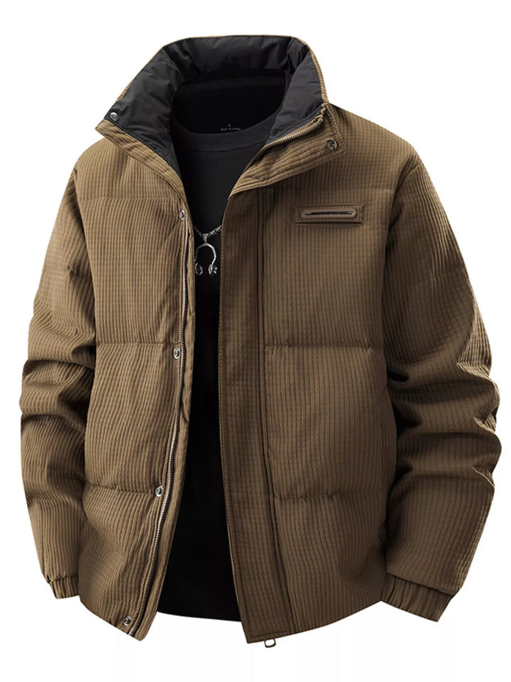 Men's Plus Size Textured Puffer Jacket with Pockets