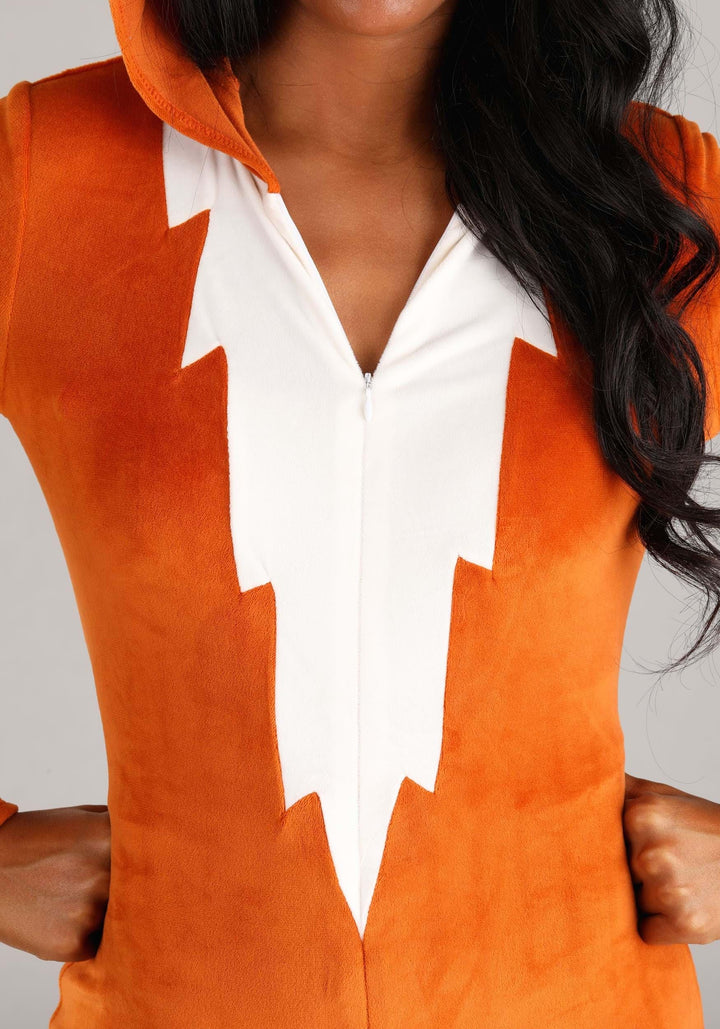 Fierce Fox Costume - Women's Hooded Plush Romper with Tail for Halloween
