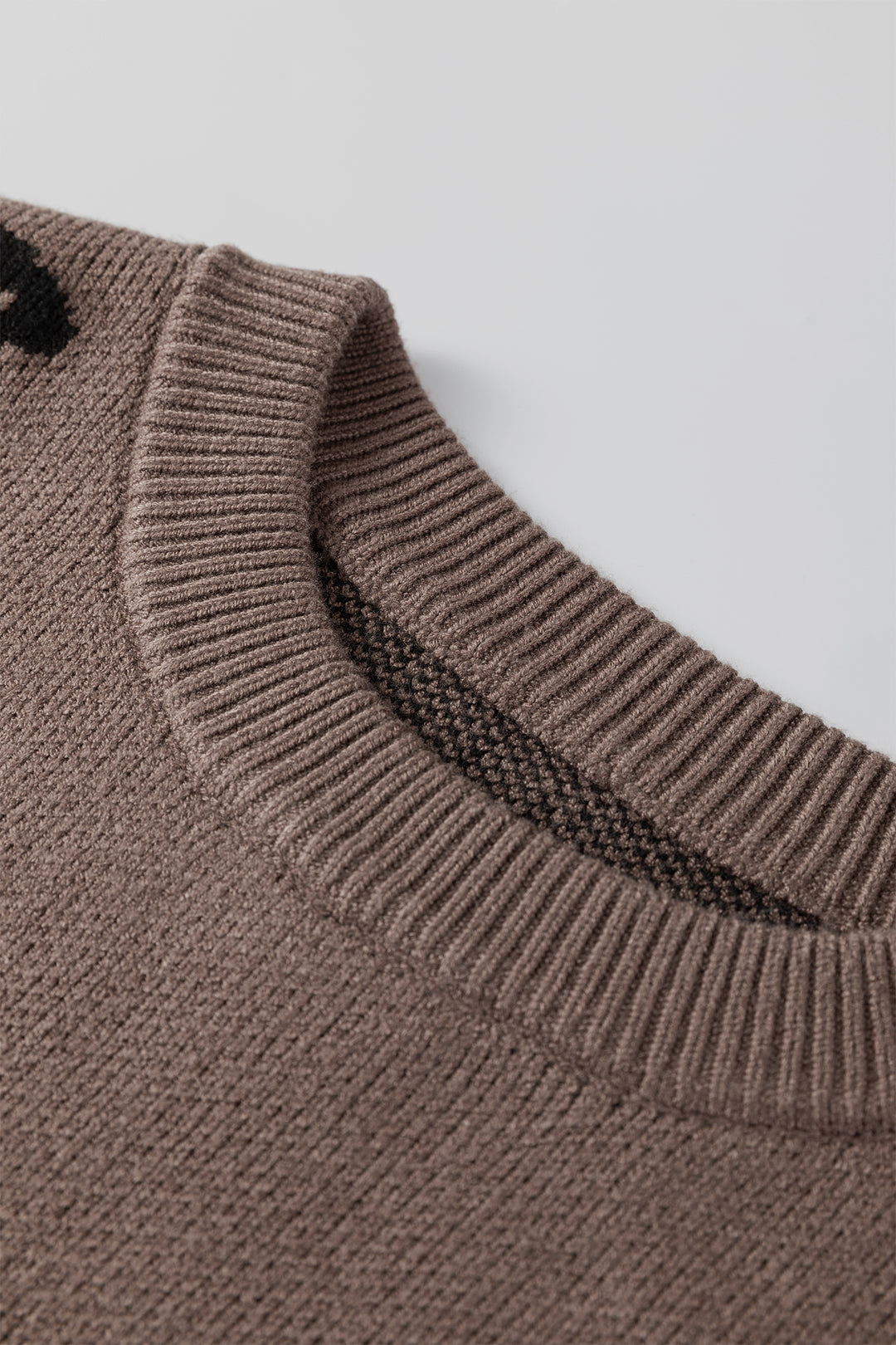 Camel Asymmetric Leopard Print Detail Drop Shoulder Sweater