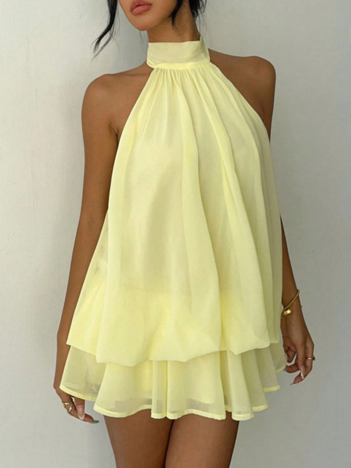 Halter Neck Layered Mini Dress