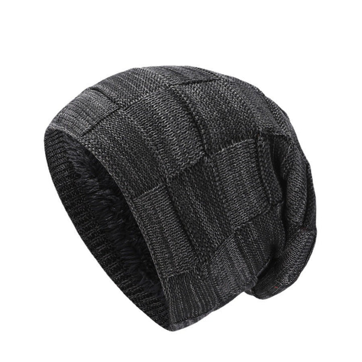 Mens Winter Knitted Hat Couples Style Warm Fleece-Lined Ear-Protecting Wool Cap