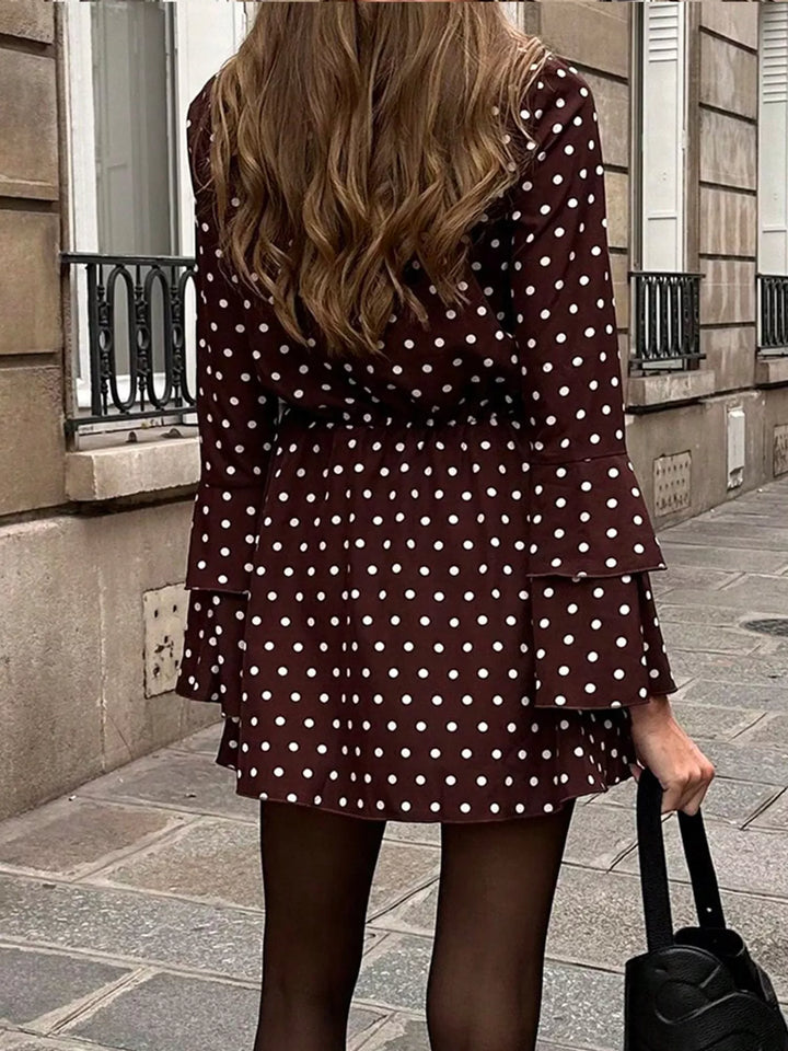 Polka Dot Long Sleeve Mini Dress