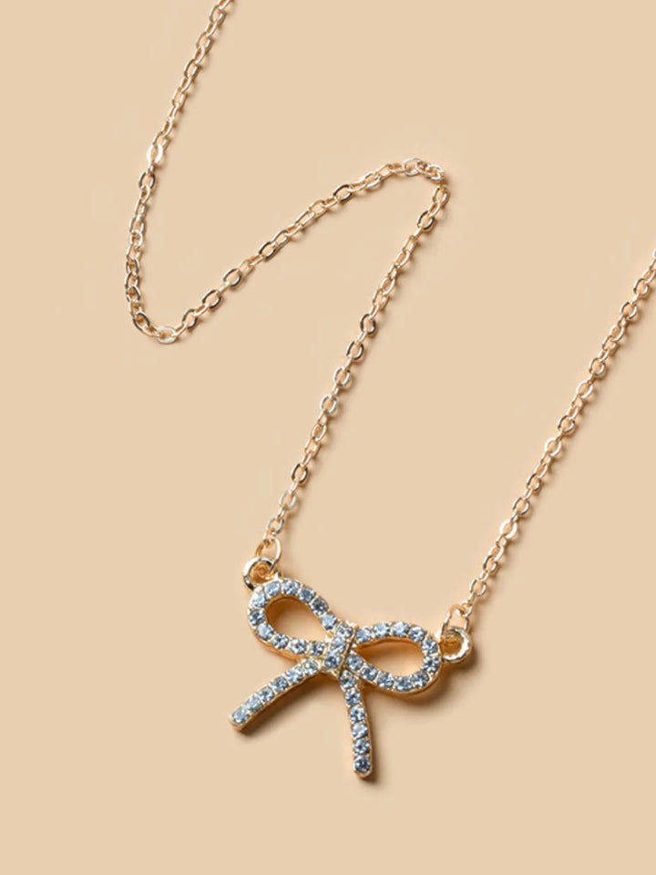 Zircon Bow Pendant Necklace