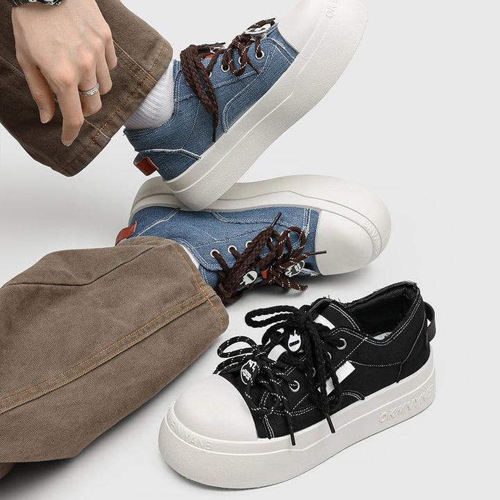 2026 New Spring Couple Canvas Skate Shoes, Toe-cap Height-increasing Casual Sneakers For Students & Men