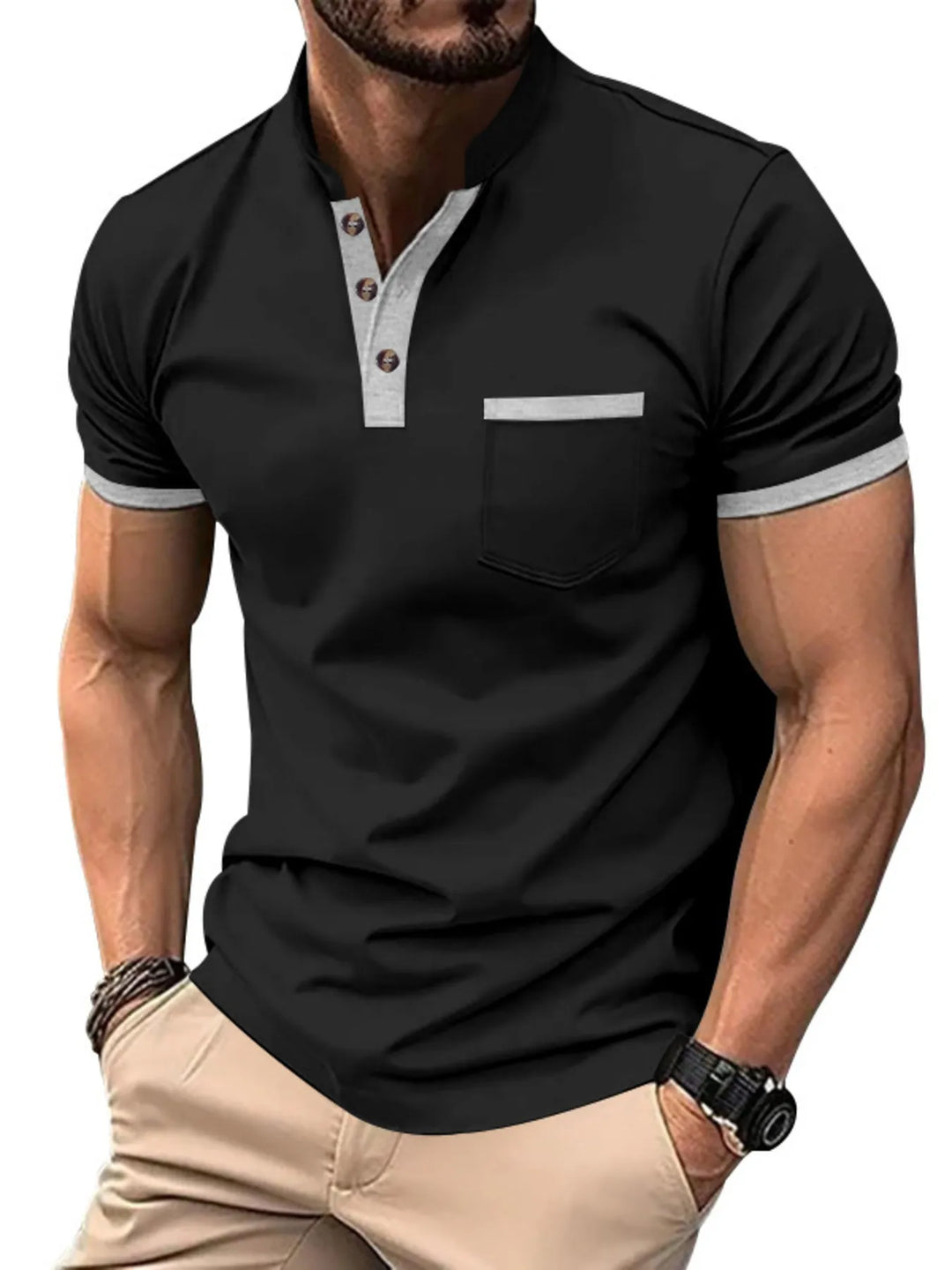 Men's Full Size Button Detail Short Sleeve Top Plus Size