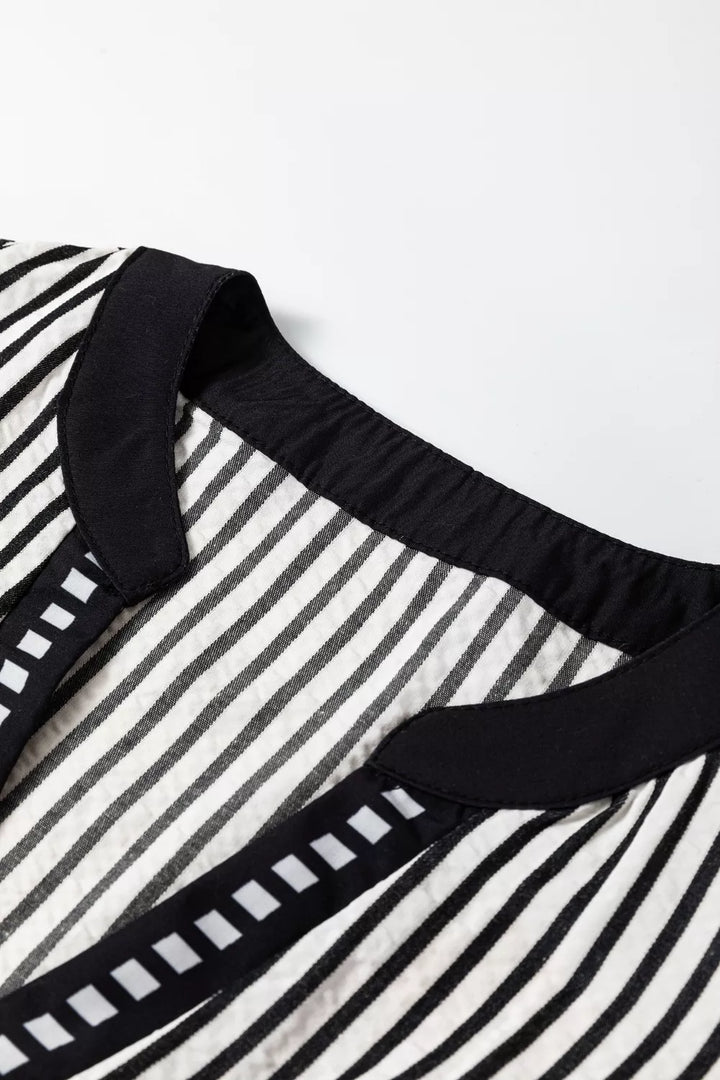 Striped Ruffle Sleeve Tiered Midi Dress