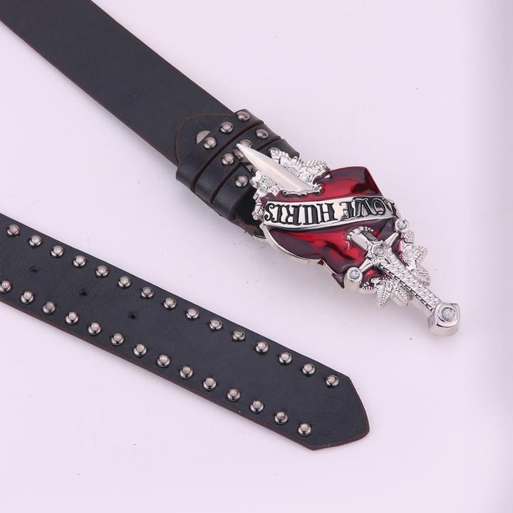 One Sword Piercing The Heart Big Head Belt Buckle Personality Spicy Girl