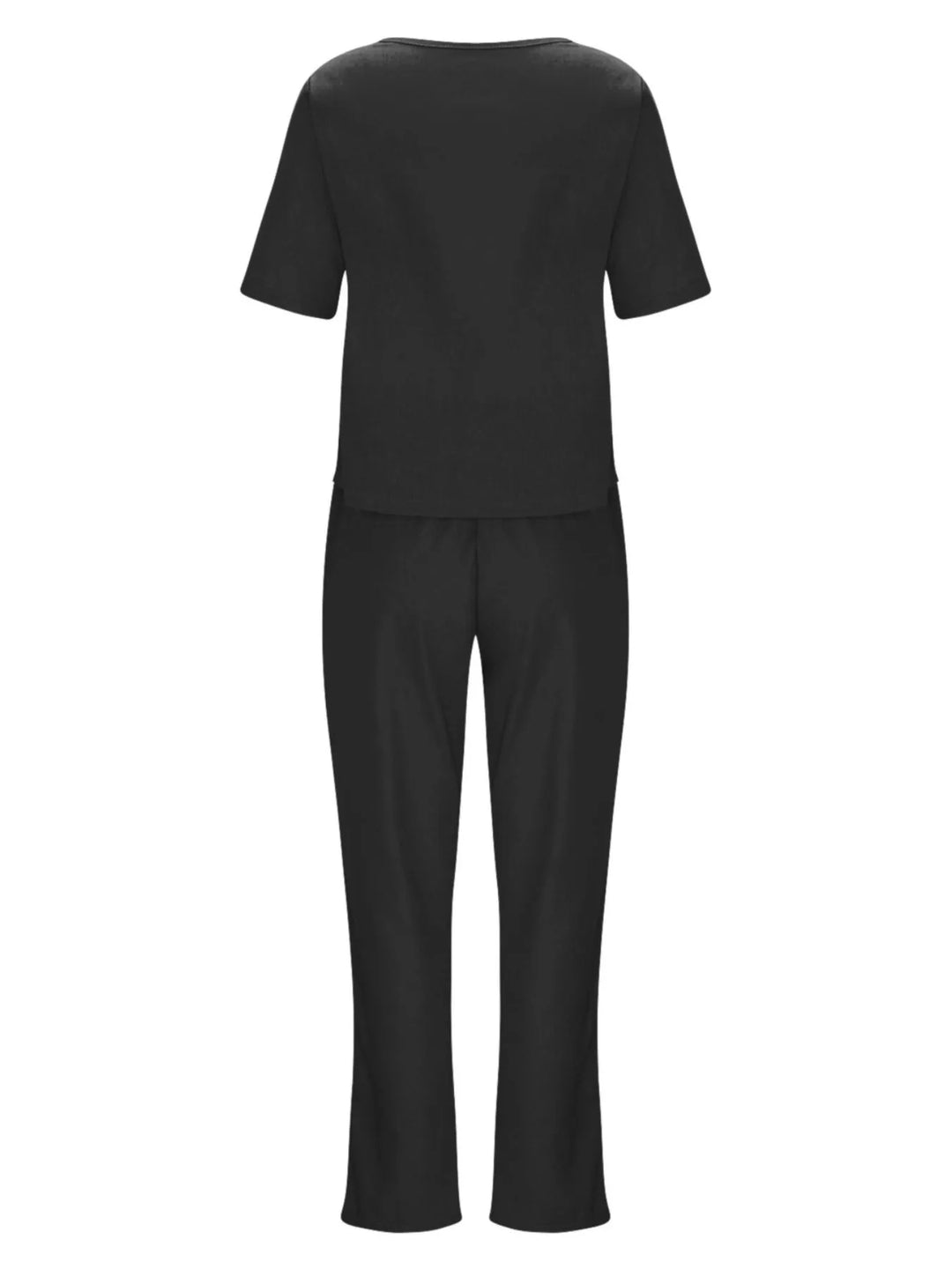 Full Size Round Neck Short Sleeve Top and Pants Set Plus Size